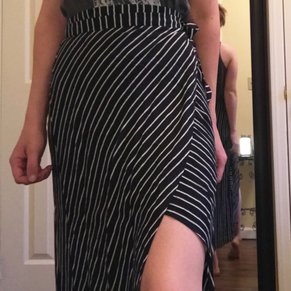 Bardot Stripped Wrap Skirt